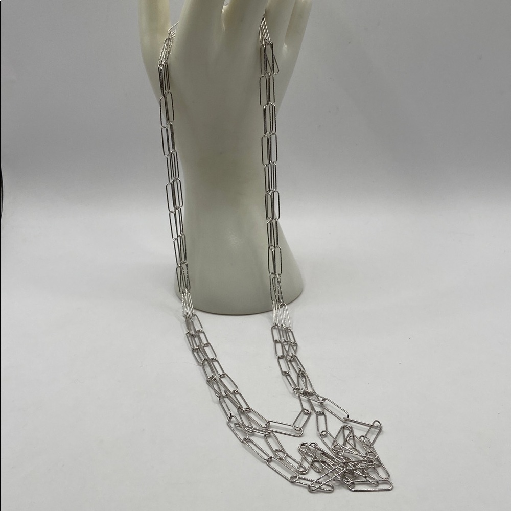 Bellezza Bronze 3 Strand Paperclip Elongated Link Necklace 
Silver - Picture 12 of 12